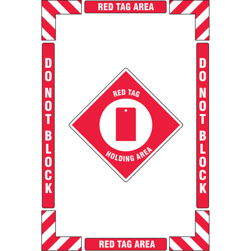 "Red Tag Holding Area" Floor Marking Kit, Adhesive, English with Pictogram Distribution Jean Lapalme