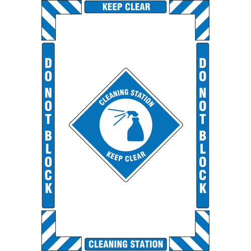 "Cleaning Station" Floor Marking Kit, Adhesive, English with Pictogram Distribution Jean Lapalme