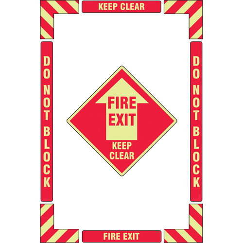 Trousse de marquage du sol ?Fire Exit? (sortie de secours), Adh&eacute;sif, Anglais avec pictogramme Distribution Jean Lapalme