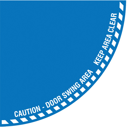 Signalisation au sol ?Caution? (attention) pour porte battante en quart de cercle, Adh&eacute;sif, Anglais avec pictogramme Distribution Jean Lapalme