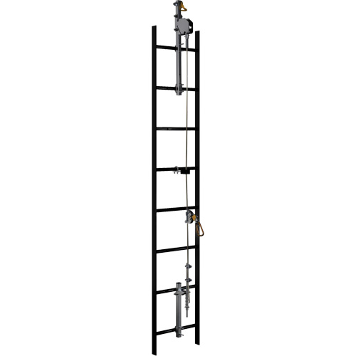 Syst&egrave;me de s&eacute;curit&eacute; vertical &agrave; c&acirc;ble 20' Lad-Saf, Acier galvanis&eacute; Distribution Jean Lapalme