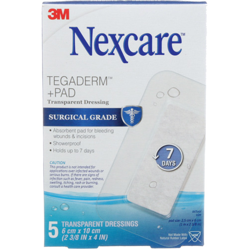 Nexcare Tegaderm + Pad Transparent Dressing, Rectangular/Square, 4", Plastic, Sterile Distribution Jean Lapalme