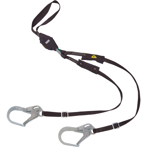 V-Series Utility Energy Absorbing Lanyard, 6', Rebar Hook Center, Snap Hook Leg Ends, Nylon Distribution Jean Lapalme