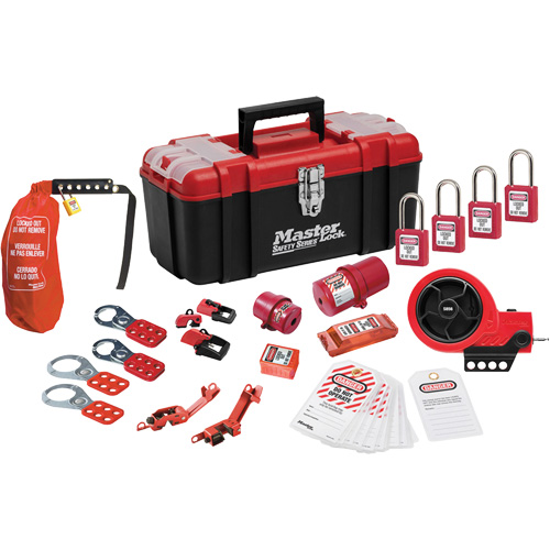 Trousse de cadenassage avec cadenas en thermoplastique de qualit&eacute; sup&eacute;rieure Zenex, Ensemble &eacute;lectrique, 21 composants compris Distribution Jean Lapalme