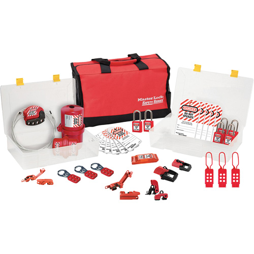 Trousse de cadenassage avec cadenas en thermoplastique de qualit&eacute; sup&eacute;rieure Zenex, Ensemble &eacute;lectrique, 27 composants compris Distribution Jean Lapalme
