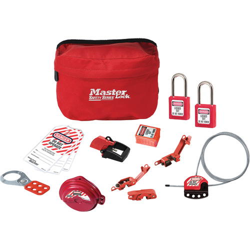 Trousse de cadenassage standard avec cadenas en thermoplastique Zenex, Ensemble &eacute;lectrique/Vanne, 14 composants compris Distribution Jean Lapalme