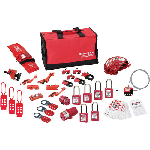 Trousse de cadenassage avec cadenas en thermoplastique de qualit&eacute; sup&eacute;rieure Zenex, Ensemble &eacute;lectrique/Vanne, 34 composants compris Distribution Jean Lapalme