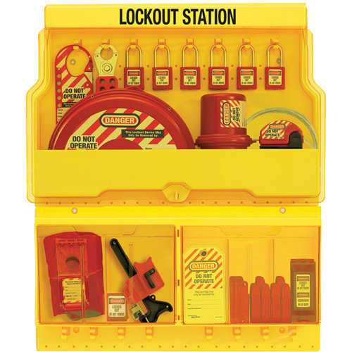Station de cadenassage pour vannes et appareils &eacute;lectriques de luxe standard, Cadenas Thermoplastique, Capacit&eacute; de 32, Cadenas Compris Distribution Jean Lapalme