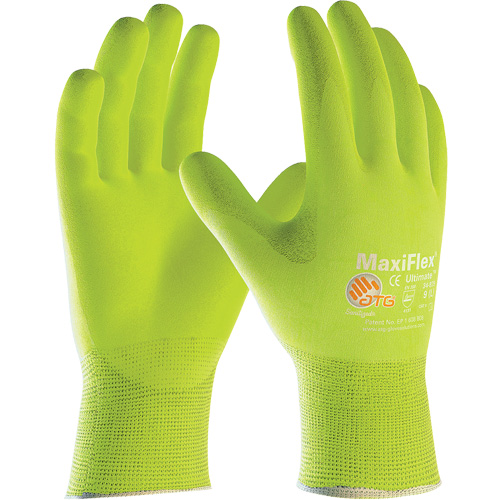 ATG MaxiFlex&reg; Ultimate High Visibility Seamless Gloves, Large, Nitrile Coating, 15 Gauge, Nylon/Elastane Shell Distribution Jean Lapalme
