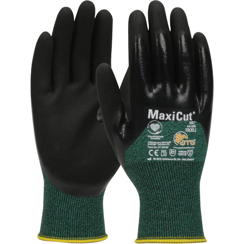 ATG MaxiCut&reg; Oil Cut-Resistant Gloves, Size Large, 15 Gauge, Nitrile Coated, Engineered Yarn Shell, ASTM ANSI Level A2/EN 388 Level 3/EN 388 Level B Distribution Jean Lapalme