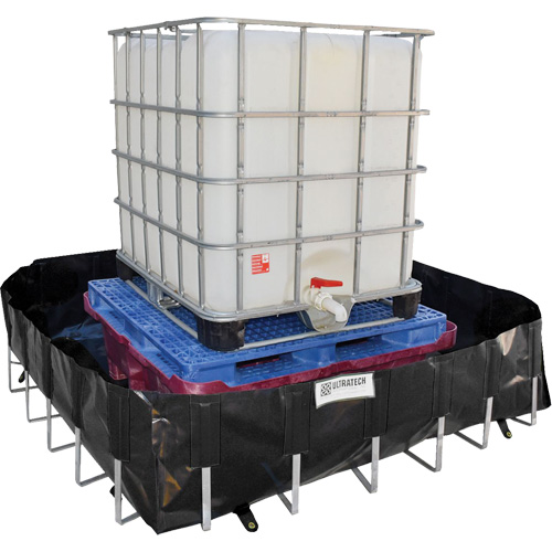 Ultra-IBC Berm&reg; Spill Berm, 400 US gal. Capacity, 6' W x 6' L x 18" H, L-Bracket Distribution Jean Lapalme
