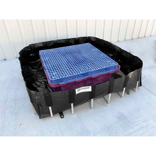 Ultra-IBC Berm&reg; Spill Berm, 400 US gal. Capacity, 6' W x 6' L x 18" H, L-Bracket Distribution Jean Lapalme