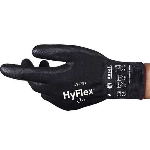 Gants r&eacute;sistant aux coupures Hyflex 11-757, Taille 8, Calibre 18, Rev&ecirc;tement Polyur&eacute;thane, Enveloppe en Intercept, ASTM ANSI niveau A7/EN 388 niveau F Distribution Jean Lapalme