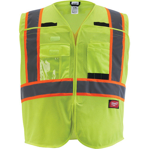 Veste de s&eacute;curit&eacute; pour signaleur, Jaune lime haute visibilit&eacute;, Moyen/Petit Distribution Jean Lapalme
