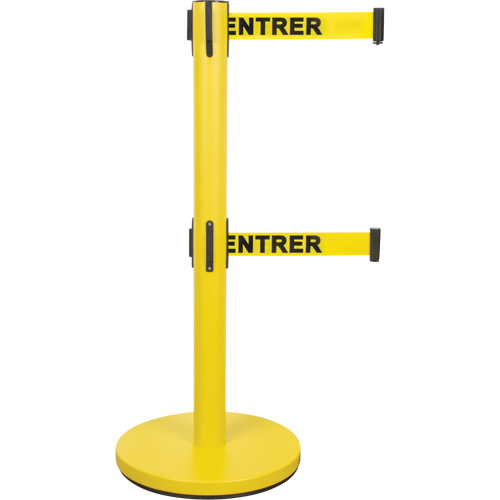 Dual Belt Crowd Control Barrier, Steel, 35" H, Yellow Tape, 7' Tape Length Distribution Jean Lapalme