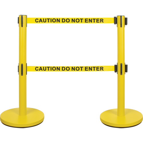 Dual Belt Crowd Control Barrier, Steel, 35" H, Yellow Tape, 7' Tape Length Distribution Jean Lapalme