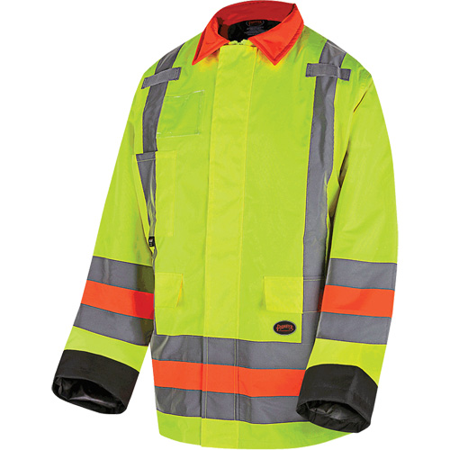 6040 Veste de contr&ocirc;le de la circulation pour l'hiver qu&eacute;b&eacute;cois, Polyester, Jaune lime haute visibilit&eacute;, T-petit Distribution Jean Lapalme