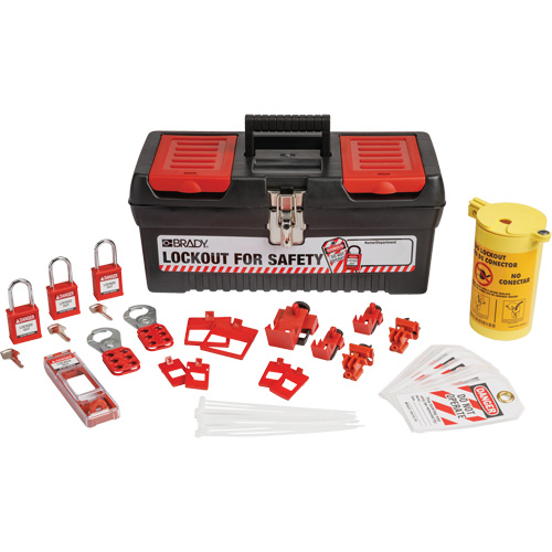 Electrical Lockout Tagout Kit with Nylon Safety Lockout Padlocks in Toolbox, Electrical Kit, 33 Components Distribution Jean Lapalme