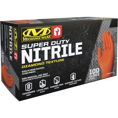 Super Duty Disposable Gloves, 9/Medium, Nitrile, 8-mil, Powder-Free, Orange Distribution Jean Lapalme