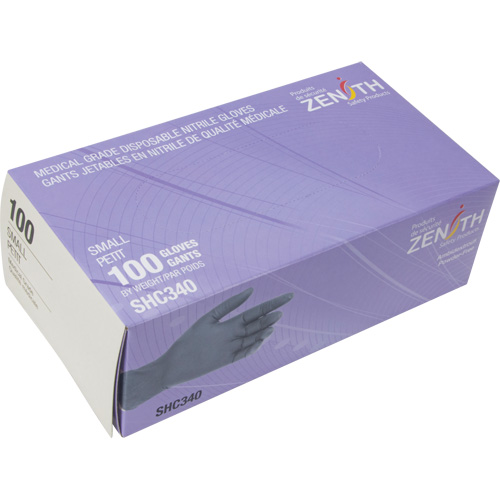 Gants jetables de calibre m&eacute;dical, Petit, Nitrile, 6 mils, Sans poudre, Noir, Classe 2 Distribution Jean Lapalme