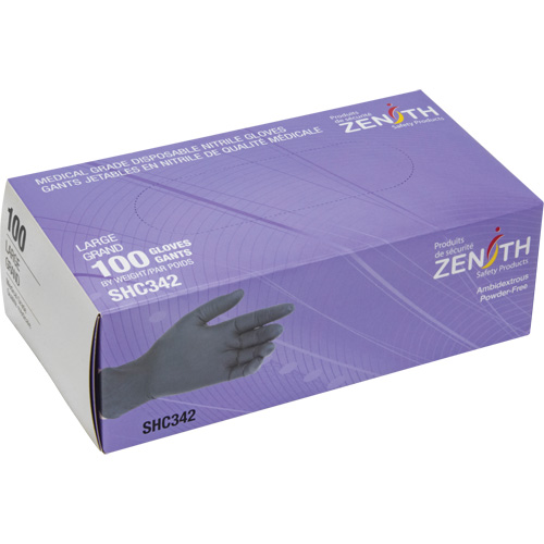 Medical Grade Disposable Gloves, Large, Nitrile, 6-mil, Powder-Free, Black, Class 2 Distribution Jean Lapalme