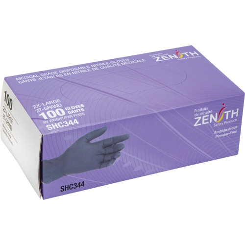 Gants jetables de calibre m&eacute;dical, 2T-Grand, Nitrile, 6 mils, Sans poudre, Noir, Classe 2 Distribution Jean Lapalme