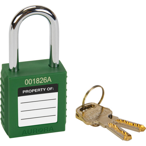Safety Lock, Green, Keyed Different, Thermoplastic, 1-1/2" Width Distribution Jean Lapalme