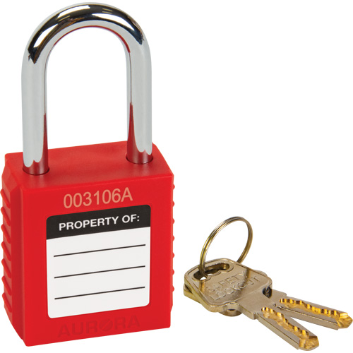 Safety Lock, Red, Keyed Different, Thermoplastic, 1-1/2" Width Distribution Jean Lapalme
