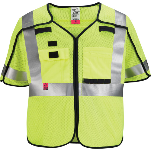 Gilet de s&eacute;curit&eacute; &agrave; maille d&eacute;tachable, Noir/Jaune lime haute visibilit&eacute;, Moyen/Petit Distribution Jean Lapalme