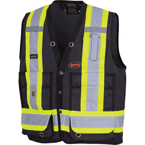 6692BK Surveyor's Safety Vest, Black, Medium, Polyester Distribution Jean Lapalme