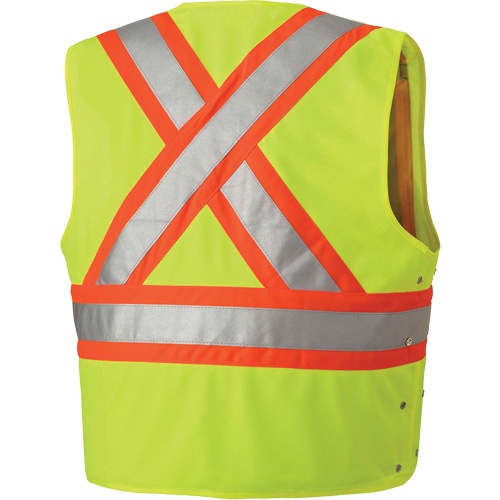 131 Safety Vest with Adjustable Sides, High Visibility Lime-Yellow, 6X-Large/7X-Large, Polyester Distribution Jean Lapalme