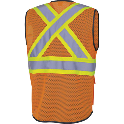6960 Front Mesh Safety Vest, High Visibility Orange, Medium, Polyester Distribution Jean Lapalme