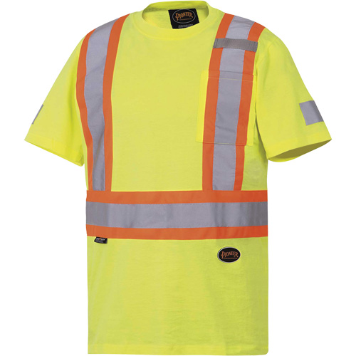 6980 Safety T-Shirt, Cotton, Small, High Visibility Lime-Yellow Distribution Jean Lapalme