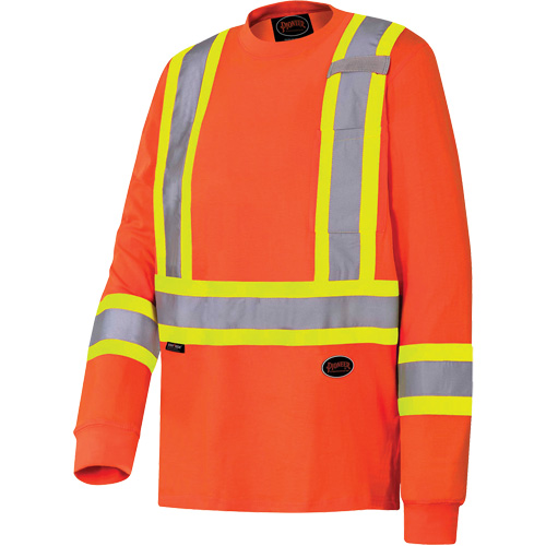 6981 Chandail de s&eacute;curit&eacute; &agrave; manches longues, Coton, Petit, Orange haute visibilit&eacute; Distribution Jean Lapalme
