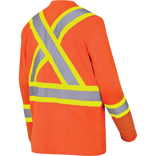 6981 Chandail de s&eacute;curit&eacute; &agrave; manches longues, Coton, Petit, Orange haute visibilit&eacute; Distribution Jean Lapalme