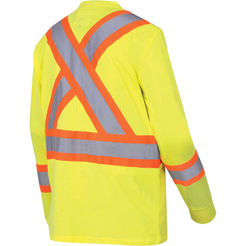 6982 Long-Sleeved Safety Shirt, Cotton, Small, High Visibility Lime-Yellow Distribution Jean Lapalme