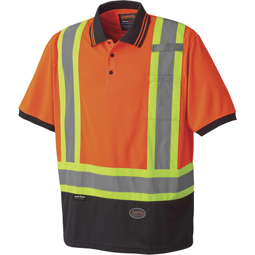 6986 Bird's-Eye Safety Polo Shirt, Polyester, Small, High Visibility Orange Distribution Jean Lapalme