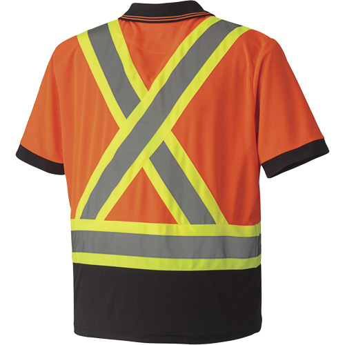 6986 Bird's-Eye Safety Polo Shirt, Polyester, Small, High Visibility Orange Distribution Jean Lapalme