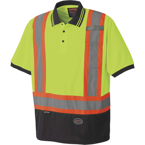 6987 Polo de s&eacute;curit&eacute; en il-de-perdrix, Polyester, T-petit, Jaune lime haute visibilit&eacute; Distribution Jean Lapalme