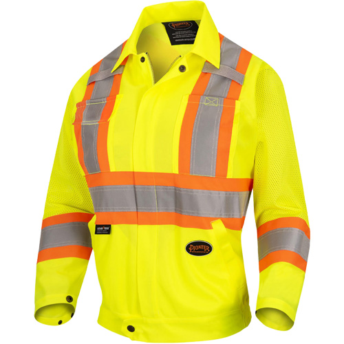 5999JW Veste de s&eacute;curit&eacute; routi&egrave;re pour femmes, Polyester, Jaune lime haute visibilit&eacute;, T-petit Distribution Jean Lapalme