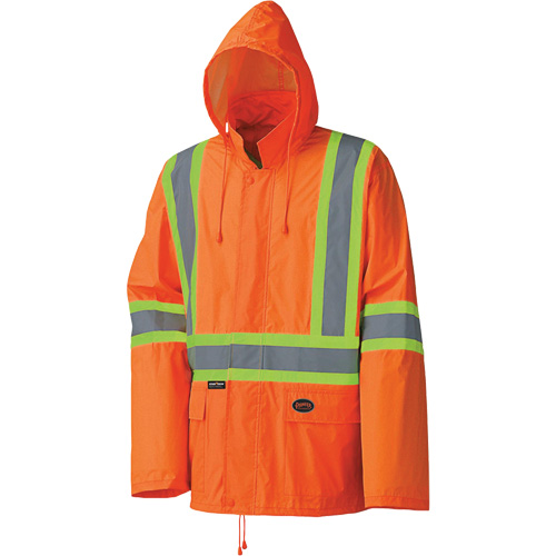5598 Combinaison de pluie imperm&eacute;able et l&eacute;g&egrave;re, Polyester/PVC, Petit, Orange haute visibilit&eacute; Distribution Jean Lapalme