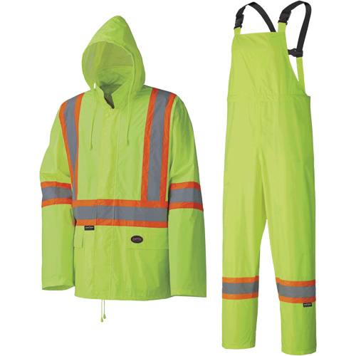 5599 Combinaison de pluie imperm&eacute;able et l&eacute;g&egrave;re, Polyester/PVC, T-petit, Jaune lime haute visibilit&eacute; Distribution Jean Lapalme