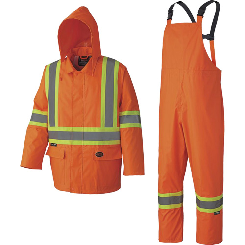 5608 Combinaison de pluie imperm&eacute;able 210D, Polyester/PVC, Petit, Orange haute visibilit&eacute; Distribution Jean Lapalme