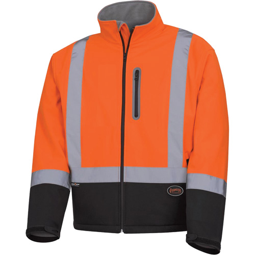 5679 Veste de s&eacute;curit&eacute; coquille souple &agrave; r&eacute;sistance m&eacute;canique, Noir/Orange haute visibilit&eacute;, Petit Distribution Jean Lapalme