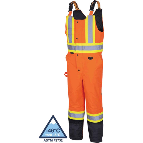 5040BB Salopettes matelass&eacute;es imperm&eacute;ables, Polyester, T-petit, Noir/Orange haute visibilit&eacute; Distribution Jean Lapalme
