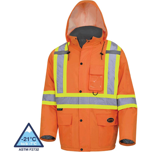 5030 Manteau de s&eacute;curit&eacute; matelass&eacute; imperm&eacute;able, Orange haute visibilit&eacute;, Petit Distribution Jean Lapalme