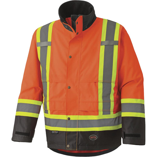 5400 300D Trilobal Ripstop Waterproof Safety Jacket, Polyester, Black/High Visibility Orange, 2X-Large Distribution Jean Lapalme