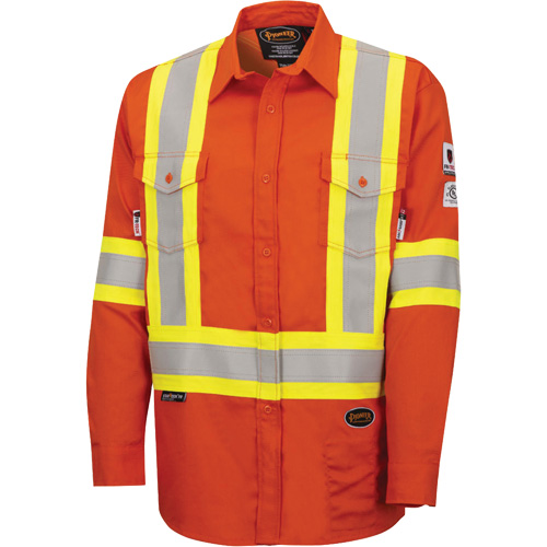 7743 FR-Tech&reg; Flame-Resistant Safety Shirt, Small, High Visibility Orange Distribution Jean Lapalme