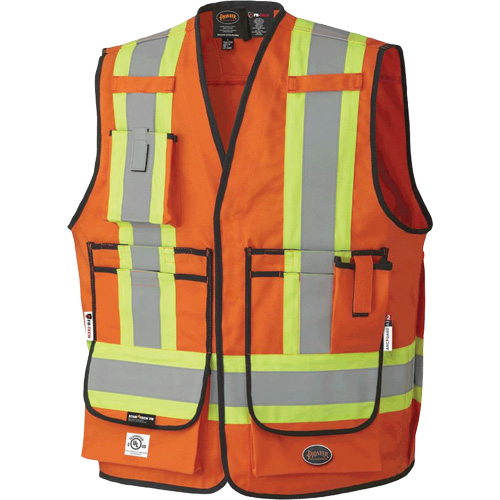 7732 Veste d'arpenteur ignifuge et r&eacute;sistant aux arcs &eacute;lectriques FR-Tech, Petit, Orange haute visibilit&eacute;, 9,7 cal/cm² Distribution Jean Lapalme