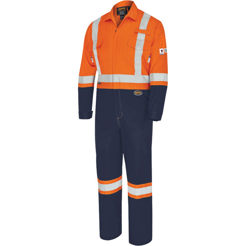 7702BB FR-Tech&reg; 2-Tone Safety Coverall, Size 36, Navy Blue/Orange, 10 cal/cm² Distribution Jean Lapalme